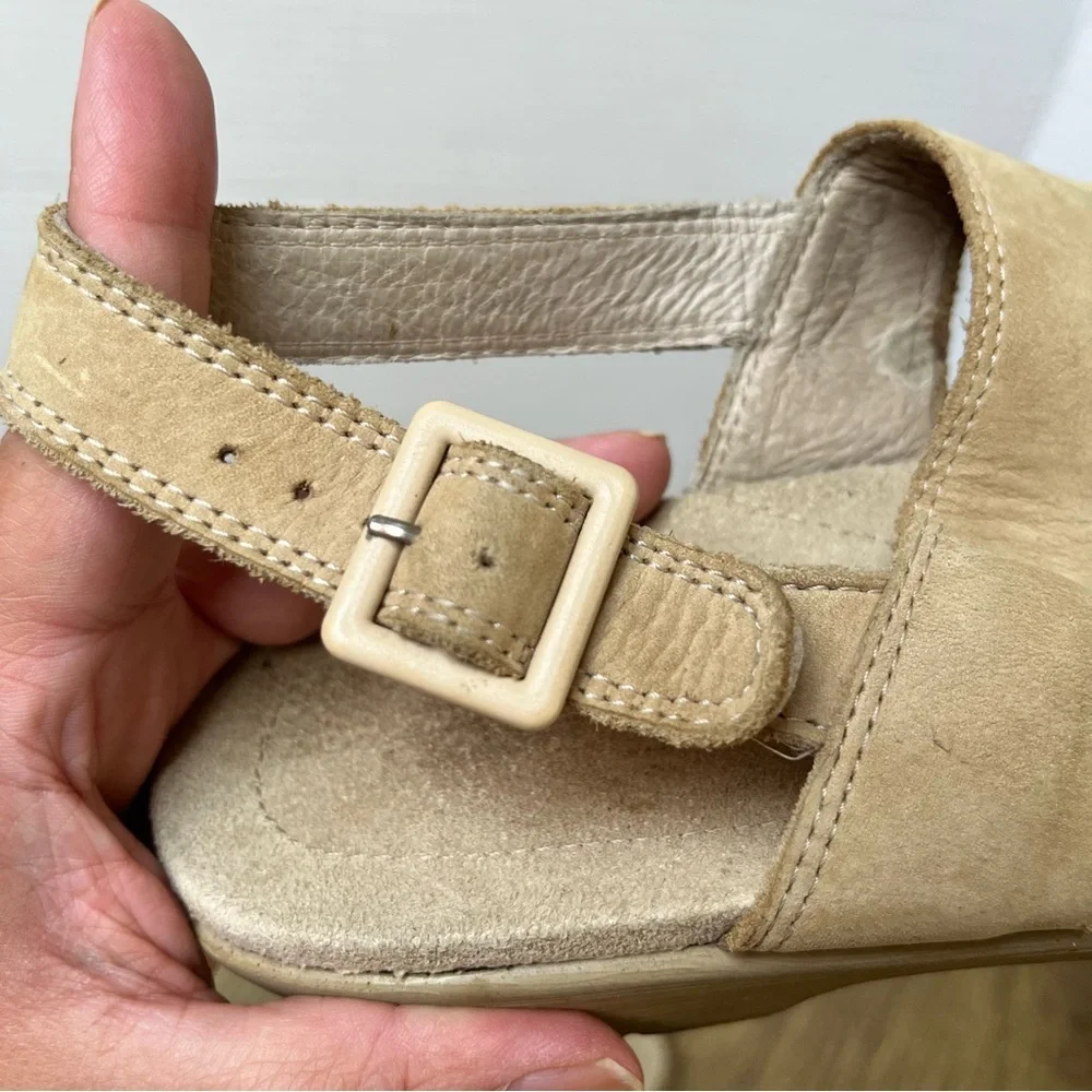 ECCO Beige Leather Wedge Sandals Size 39